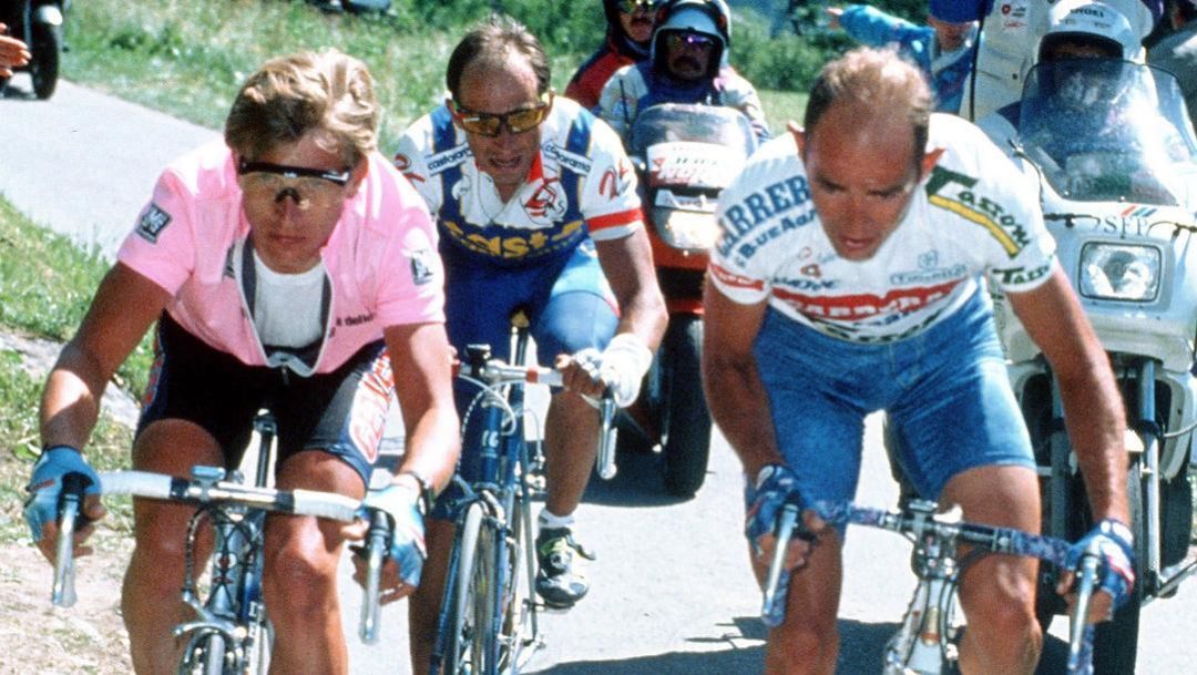 Berzin e Pantani sul Mortirolo nel 1994. Bettini