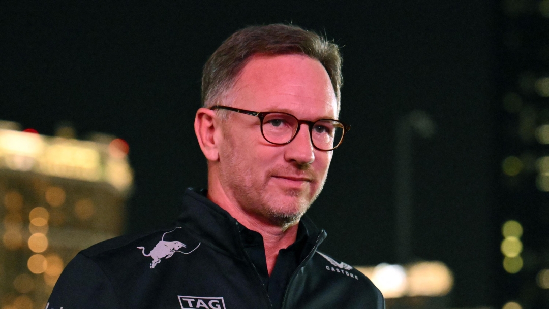 Red Bull Racing Team Principal and CEO Christian Horner arrives in the paddock before the first practice session for the Las Vegas Grand Prix on November 16, 2023, in Las Vegas, Nevada. (Photo by ANGELA WEISS / AFP)