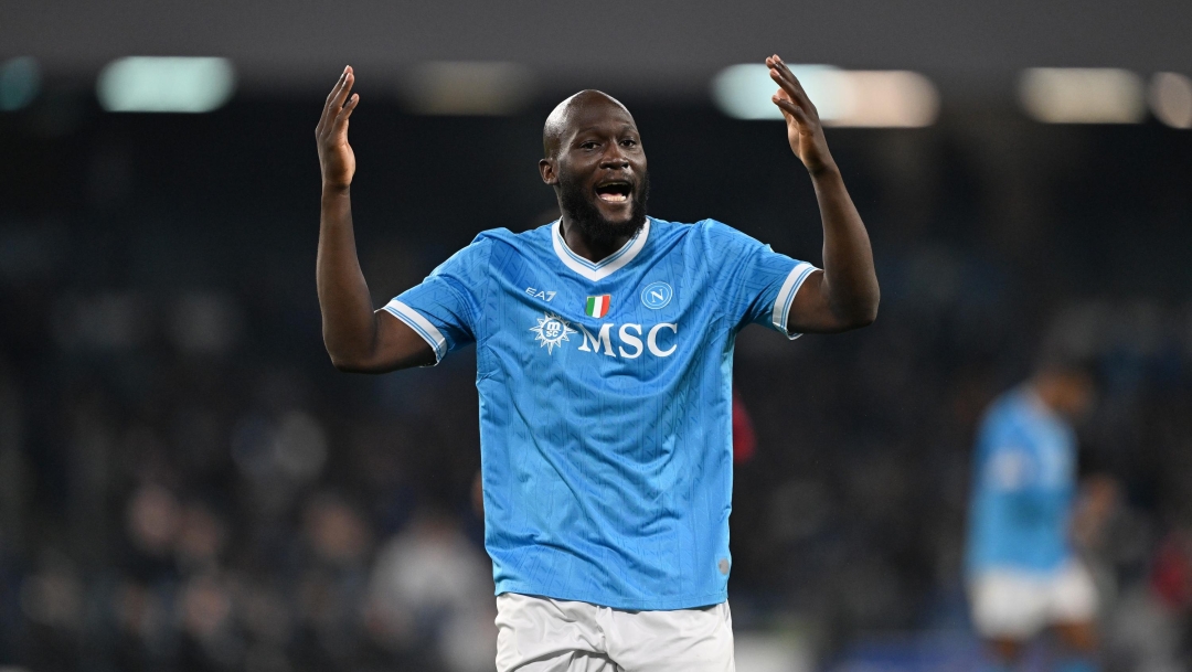 Romelu Lukaku of SSC Napoli reacts during the Serie A match between SSC Napoli and Torino FC at Stadio Diego Armando Maradona on March 06, 2026 in Naples, Italy. (Photo by Francesco Pecoraro/Getty Images)
