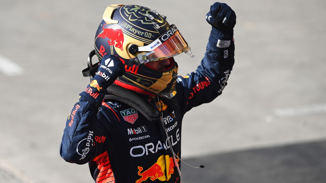 SAO PAULO, BRAZIL - NOVEMBER 05: Race winner Max Verstappen of the Netherlands and Oracle Red Bull Racing celebrates in parc ferme during the F1 Grand Prix of Brazil at Autodromo Jose Carlos Pace on November 05, 2023 in Sao Paulo, Brazil. (Photo by Rudy Carezzevoli/Getty Images)
