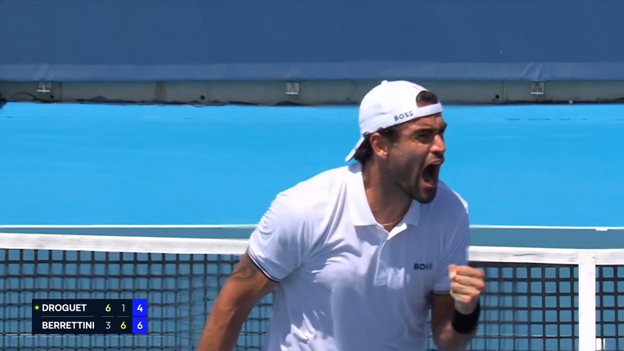 Berrettini, il passante contro Droguet è favoloso. Gli highlights