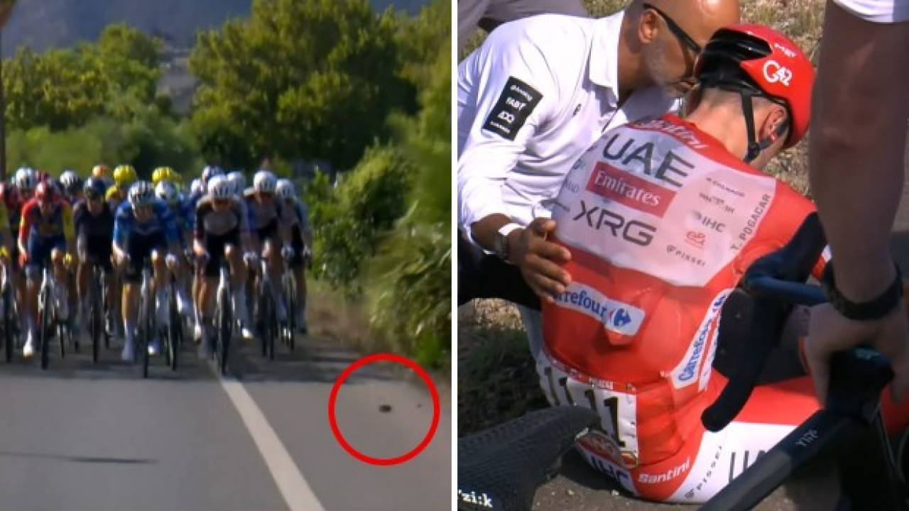 pogacar il video della caduta alla vuelta ecco l8217oggetto che l8217ha provocata da Video.gazzetta.it pogacar il video della caduta alla vuelta ecco l8217oggetto che l8217ha provocata