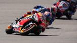 Marc Marquez (93), of Spain, steers through a turn during qualifying for the MotoGP Grand Prix of the Americas motorcycle race at the Circuit of the Americas, Saturday, April 9, 2022, in Austin, Texas. (AP Photo/Eric Gay)