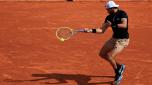 Italy's Matteo Berrettini plays a forehand return to US' Maxime Cressy during their Monte-Carlo ATP Masters Series tournament round of 64 tennis match in Monaco on April 10, 2023. (Photo by Valery HACHE / AFP)