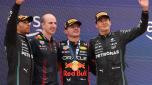 Hamilton, Verstappen e Russell sul podio di Montmelo'. AFP