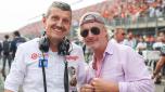ZANDVOORT, NETHERLANDS - SEPTEMBER 04: Guenther Steiner of Italy and Haas with ex Ferrari driver Eddie Irvine of Northern Ireland during the F1 Grand Prix of The Netherlands at Circuit Zandvoort on September 04, 2022 in Zandvoort, Netherlands. (Photo by Peter J Fox/Getty Images)