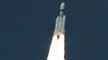 epa10746188 A handout photo made available by the Indian Space Research Organisation (ISRO) of its Chandrayaan-3 (Moon Vehicle-3) lifting off from the Launch Vehicle Mark-III Mission 4 (LVM3 M4), at the Satish Dhawan Space Centre in Sriharikota, state of Andhra Pradesh, India, 14 July 2023. India's national space agency ISRO launched its third lunar exploration mission Chandrayaan-3 (Moon Vehicle-3), on board the Launch Vehicle Mark-III Mission 4 (LVM3 M4) at the spaceport in Sriharikota. Chandrayaan-3 is the country's first major mission since Prime Minister Narendra Modi's government introduced policies for investment in the space sector to facilitate private satellite launches. ISRO attempts to land a rover on the moon.  EPA/ISRO HANDOUT  HANDOUT EDITORIAL USE ONLY/NO SALES