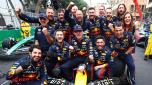MONTE-CARLO, MONACO - MAY 28: Race winner Max Verstappen of the Netherlands and Oracle Red Bull Racing celebrates with his team after the F1 Grand Prix of Monaco at Circuit de Monaco on May 28, 2023 in Monte-Carlo, Monaco. (Photo by Mark Thompson/Getty Images) *** BESTPIX *** // Getty Images / Red Bull Content Pool // SI202305280617 // Usage for editorial use only //