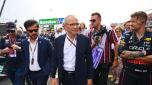 ZANDVOORT, NETHERLANDS - SEPTEMBER 04: Stefano Domenicali, CEO of the Formula One Group, and Mohammed ben Sulayem, FIA President, walk on the grid during the F1 Grand Prix of The Netherlands at Circuit Zandvoort on September 04, 2022 in Zandvoort, Netherlands. (Photo by Dan Mullan/Getty Images)