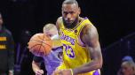 LAS VEGAS, NEVADA - DECEMBER 09: LeBron James #23 of the Los Angeles Lakers brings the ball up the court against the Indiana Pacers in the first quarter of the championship game of the inaugural NBA In-Season Tournament at T-Mobile Arena on December 09, 2023 in Las Vegas, Nevada. The Lakers defeated the Pacers 123-109. NOTE TO USER: User expressly acknowledges and agrees that, by downloading and or using this photograph, User is consenting to the terms and conditions of the Getty Images License Agreement.   Ethan Miller/Getty Images/AFP (Photo by Ethan Miller / GETTY IMAGES NORTH AMERICA / Getty Images via AFP)