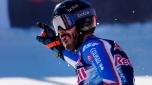 France's Cyprien Sarrazin reacts after the first run of the Men's Downhill event of FIS Alpine Skiing World Cup in Kitzbuehel, Austria on January 20, 2024. (Photo by GEORG HOCHMUTH / APA / AFP) / Austria OUT