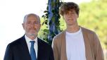 Italian tennis player Jannik Sinner (R) and President Federazione Italiana Tennis Angelo Binaghi during a press conference in Rome, Italy, 31 January 2024.  ANSA/ETTORE FERRARI