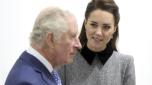 FILE - Britain's Prince Charles and Kate, Duchess of Cambridge during their visit to The Prince's Foundation training site for arts and culture at Trinity Buoy Wharf in London, England, Thursday, Feb. 3, 2022. (Chris Jackson/Pool Photo via AP, File)