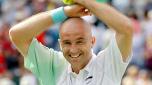 INDIAN WELLS, CA - MARCH 21: Ivan Ljubicic of Croatia celebrates match point against Andy Roddick during the final of the BNP Paribas Open on March 21, 2010 at the Indian Wells Tennis Garden in Indian Wells, California.   Matthew Stockman/Getty Images/AFP== FOR NEWSPAPERS, INTERNET, TELCOS & TELEVISION USE ONLY ==