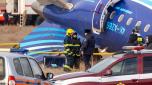 Emergency specialists work at the crash site of an Azerbaijan Airlines passenger jet near the western Kazakh city of Aktau on December 25, 2024. The Embraer 190 aircraft was supposed to fly northwest from the Azerbaijani capital Baku to the city of Grozny in Chechnya in southern Russia, but instead diverted far off course across the Caspian Sea. It crashed on December 25, 2024 near the city of Aktau in Kazakhstan. (Photo by Issa Tazhenbayev / AFP)