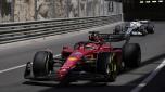 Ferrari driver Charles Leclerc of Monaco leads AlphaTauri driver Pierre Gasly of Francem during the first free practice at the Monaco racetrack, in Monaco, Friday, May 27, 2022. The Formula one race will be held on Sunday. (AP Photo/Daniel Cole)