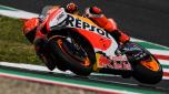 TOPSHOT - Honda's Spanish rider Marc Marquez rides during a warm up session ahead the Italian Moto GP Grand Prix at the Mugello race track, Tuscany, on May 29, 2022. (Photo by Filippo MONTEFORTE / AFP)