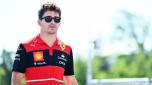 MONTREAL, QUEBEC - JUNE 17: Charles Leclerc of Monaco and Ferrari walks in the Paddock prior to practice ahead of the F1 Grand Prix of Canada at Circuit Gilles Villeneuve on June 17, 2022 in Montreal, Quebec.   Dan Mullan/Getty Images/AFP == FOR NEWSPAPERS, INTERNET, TELCOS & TELEVISION USE ONLY ==