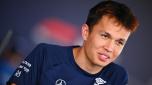 MONZA, ITALY - SEPTEMBER 08: Alexander Albon of Thailand and Williams talks to the media in the paddock during previews ahead of the F1 Grand Prix of Italy at Autodromo Nazionale Monza on September 08, 2022 in Monza, Italy. (Photo by Clive Mason/Getty Images)