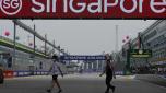 Una vista del tracciato di Singapore, tutto pronto per il GP. AP