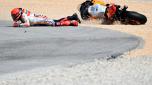 Marc Marquez a terra dopo l'incidente di Portimao. AFP