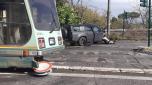 Le conseguenze dell'impatto tra il tram e l'auto di Ciro Immobile (omaggio Ufficio stampa)