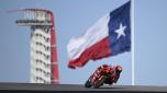 Italy's Francesco Bagnaia rounds a turn during practice before the MotoGP Grand Prix of the Americas motorcycle race at the Circuit of the Americas, Sunday, April 16, 2023, in Austin, Texas. (AP Photo/Darren Abate)