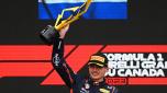 MONTREAL, QUEBEC - JUNE 18: Race winner Max Verstappen of the Netherlands and Oracle Red Bull Racing celebrates on the podium during the F1 Grand Prix of Canada at Circuit Gilles Villeneuve on June 18, 2023 in Montreal, Quebec.   Clive Mason/Getty Images/AFP (Photo by CLIVE MASON / GETTY IMAGES NORTH AMERICA / Getty Images via AFP)