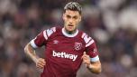 LONDON, ENGLAND - OCTOBER 27: Gianluca Scamacca of West Ham during the UEFA Europa Conference League group B match between West Ham United and Silkeborg IF at London Stadium on October 27, 2022 in London, England. (Photo by Alex Pantling/Getty Images)
