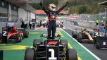 epa10722556 Dutch Formula One driver Max Verstappen of Red Bull Racing celebrates in the Parc ferme after winning after winning the Formula 1 Austrian Grand Prix at the Red Bull Ring race track in Spielberg, Austria, 02 July 2023.  EPA/CHRISTIAN BRUNA