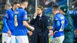 (FILES) In this file photo taken on March 24, 2022 Italy's coach Roberto Mancini reacts at the end of the 2022 World Cup qualifying play-off football match between Italy and North Macedonia, on March 24, 2022 at the Renzo-Barbera stadium in Palermo. (Photo by Alberto PIZZOLI / AFP)