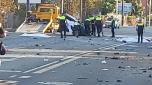 I rilievi nel punto in cui è avvenuto l'incidente stradale costato la vita quattro giovani, due ragazzi e due ragazze, Cagliari, 10 settembre 2023. ANSA