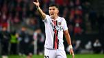 (FILES) Nice's Algerian defender Youcef Atal reacts during the UEFA Europa Conference League Group D football match between FC Cologne and OGC Nice in Cologne, on November 3, 2022. The Nice public prosecutor announced on October 16, 2023 the opening of a preliminary investigation for "apology for terrorism" against Atal, suspected of having relayed controversial comments on social networks linked to the conflict between Israel and the Palestinian movement Hamas. (Photo by UWE KRAFT / AFP)