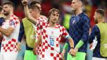 DOHA, QATAR - DECEMBER 01: Luka Modric of Croatia celebrates after the team's qualification to the knockout stages during the FIFA World Cup Qatar 2022 Group F match between Croatia and Belgium at Ahmad Bin Ali Stadium on December 01, 2022 in Doha, Qatar. (Photo by Lars Baron/Getty Images)