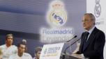 epa11038525 Real Madrid's president Florentino Perez gives a speech during the presentation of the 11th Corazon (Heart) Classic Match at the Santiago Bernabeu stadium in Madrid, Spain, 20 December 2023. The event is a charity match of Real Madrid Leyendas against FC Porto Vintage, both of the teams made up by former player. The match was cancelled in 2020 due to the coronavirus pandemic and is scheduled to take place on 23 March 2024 at the Santiago Bernabeu.  EPA/Mariscal