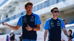 AUSTIN, TEXAS - OCTOBER 20: Alexander Albon of Thailand and Williams and Logan Sargeant of United States and Williams walk in the Paddock prior to practice ahead of the F1 Grand Prix of United States at Circuit of The Americas on October 20, 2023 in Austin, Texas.   Rudy Carezzevoli/Getty Images/AFP (Photo by Rudy Carezzevoli / GETTY IMAGES NORTH AMERICA / Getty Images via AFP)