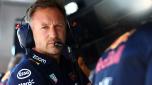 ZANDVOORT, NETHERLANDS - SEPTEMBER 03: Red Bull Racing Team Principal Christian Horner looks on from the pitwall during qualifying ahead of the F1 Grand Prix of The Netherlands at Circuit Zandvoort on September 03, 2022 in Zandvoort, Netherlands. (Photo by Mark Thompson/Getty Images)