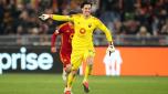 ROME, ITALY - FEBRUARY 22: Mile Svilar of AS Roma celebrates after victory in the penalty shoot out following the UEFA Europa League 2023/24 knockout round play-offs second leg match between AS Roma and Feyenoord at Stadio Olimpico on February 22, 2024 in Rome, Italy. (Photo by Paolo Bruno/Getty Images)