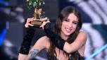 Angelina Mango with the trophy after winning the Sanremo Italian Song Festival at the Ariston theatre during the 74th Sanremo Italian Song Festival, Sanremo, Italy, 10 February 2024. The music festival will run from 06 to 10 February 2024. ANSA/ETTORE FERRARI