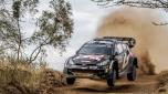 Toyota Gazoo Racing WRT's Finnish driver Kalle Rovanpera steers his Toyota GR Yaris Rally1 Hybrid with Finnish co-driver Jonne Halttunen during the World Rally Championship (WRC) Safari Rally Kenya Special Stage 8 (SS8) in Gilgil, on March 30, 2024. (Photo by LUIS TATO / AFP)