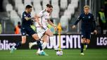 TURIN, ITALY - APRIL 02: Adrien Rabiot of Juventus battles for the ball with Matias Vecino of SS Lazio during the Coppa Italia Semi-final match between Juventus and SS Lazio at Allianz Stadium on April 02, 2024 in Turin, Italy. (Photo by Daniele Badolato - Juventus FC/Juventus FC via Getty Images)