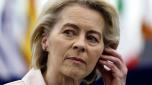 FILE - President of the European Commission Ursula von der Leyen listens during a session at the European Parliament, Tuesday, April 23, 2024 in Strasbourg, eastern France. Ursula von der Leyen was making her final pitch Thursday, July 18, 2024 to lawmakers at the European Parliament ahead of a vote on whether to grant her a second five-year term as president of the European Union\'s executive commission. (AP Photo/Jean-Francois Badias, File)    Associated Press / LaPresse Only italy and Spain