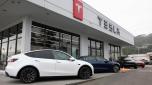 CORTE MADERA, CALIFORNIA - DECEMBER 20: Tesla models Y and 3 are displayed at a Tesla dealership on December 20, 2024 in Corte Madera, California. Electric car maker Tesla is recalling 700,000 vehicles over a tire pressure warning system that could fail to warn drivers of low tire pressure. 2024 Cybertrucks, 2017-2025 Model 3 and 2020-2025 Model Y are being recalled.   Justin Sullivan/Getty Images/AFP (Photo by JUSTIN SULLIVAN / GETTY IMAGES NORTH AMERICA / Getty Images via AFP)