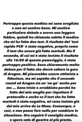 La storia Instagram in cui Valentino Rossi annuncia la sua positività al Covid-19