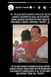 La notizia della morte di papà Senna è stata data sui profili social dedicati al tre volte iridato della McLaren
