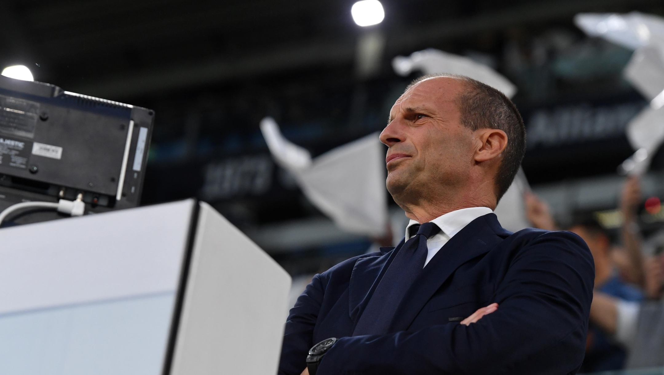 TURIN, ITALY - MAY 28: Head coach of Juventus Massimiliano Allegri looks on prior to the Serie A match between Juventus and AC MIlan at Allianz Stadium on May 28, 2023 in Turin, Italy. (Photo by Chris Ricco - Juventus FC/Juventus FC via Getty Images)