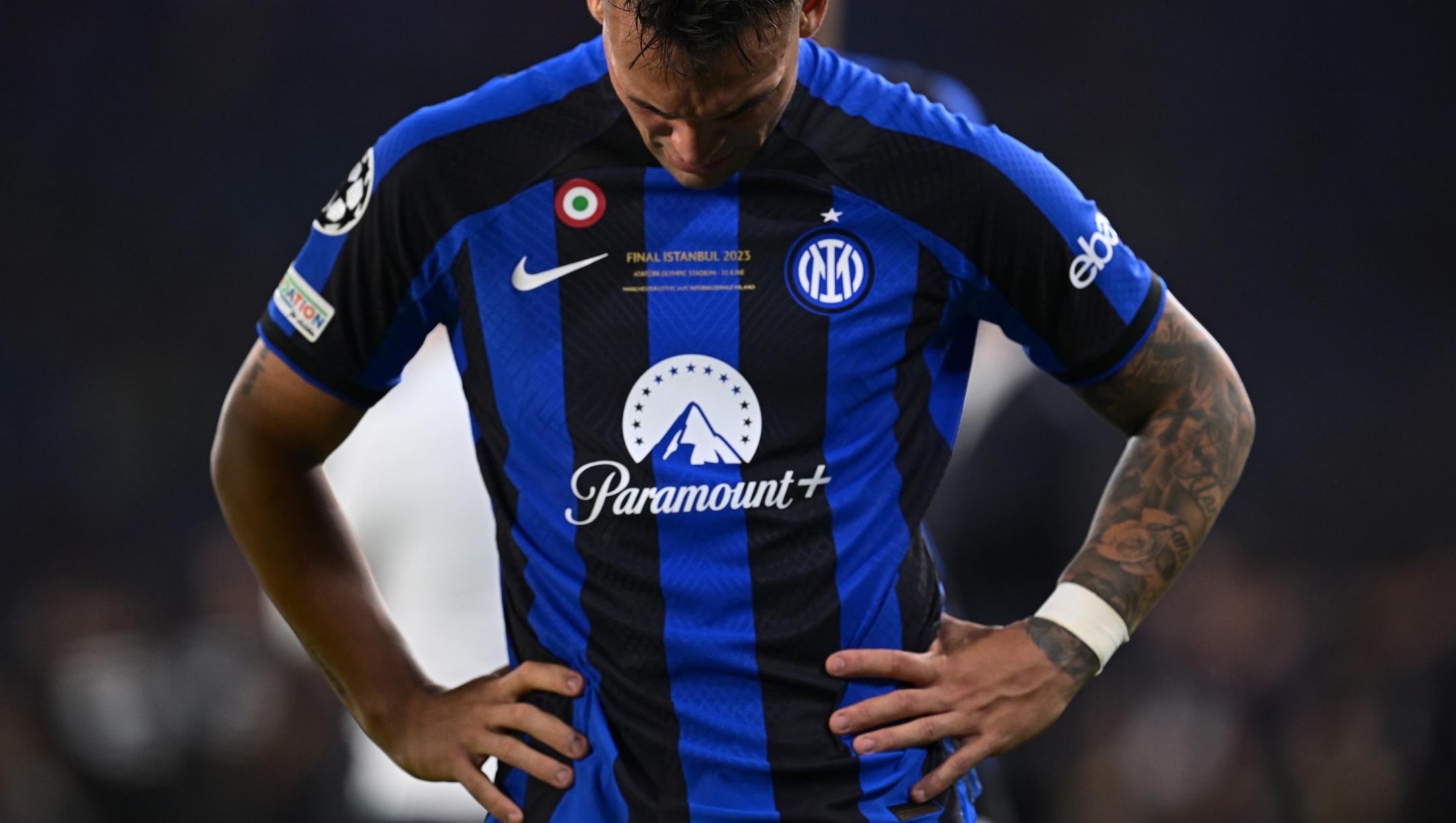 ISTANBUL, TURKEY - JUNE 10: Lautaro Martinez of FC Internazionale cries after losing the UEFA Champions League 2022/23 final match between FC Internazionale and Manchester City FC at Atatuerk Olympic Stadium on June 10, 2023 in Istanbul, Turkey. (Photo by Mattia Ozbot - Inter/Inter via Getty Images)