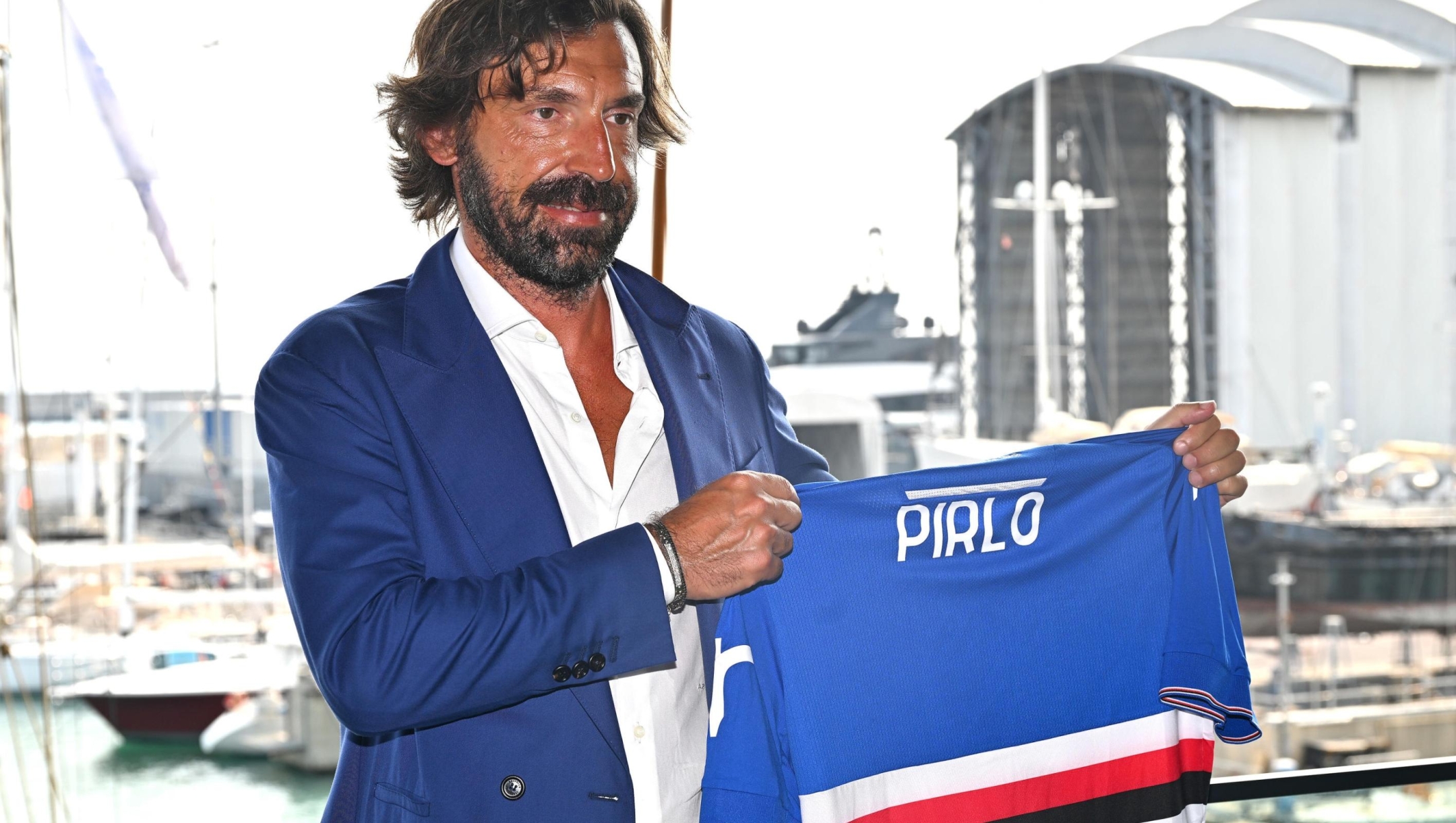 The new UC Sampdoria coach Andrea Pirlo during the presentation to the press, Genoa, Italy 28 June 2023. ANSA/LUCA ZENNARO