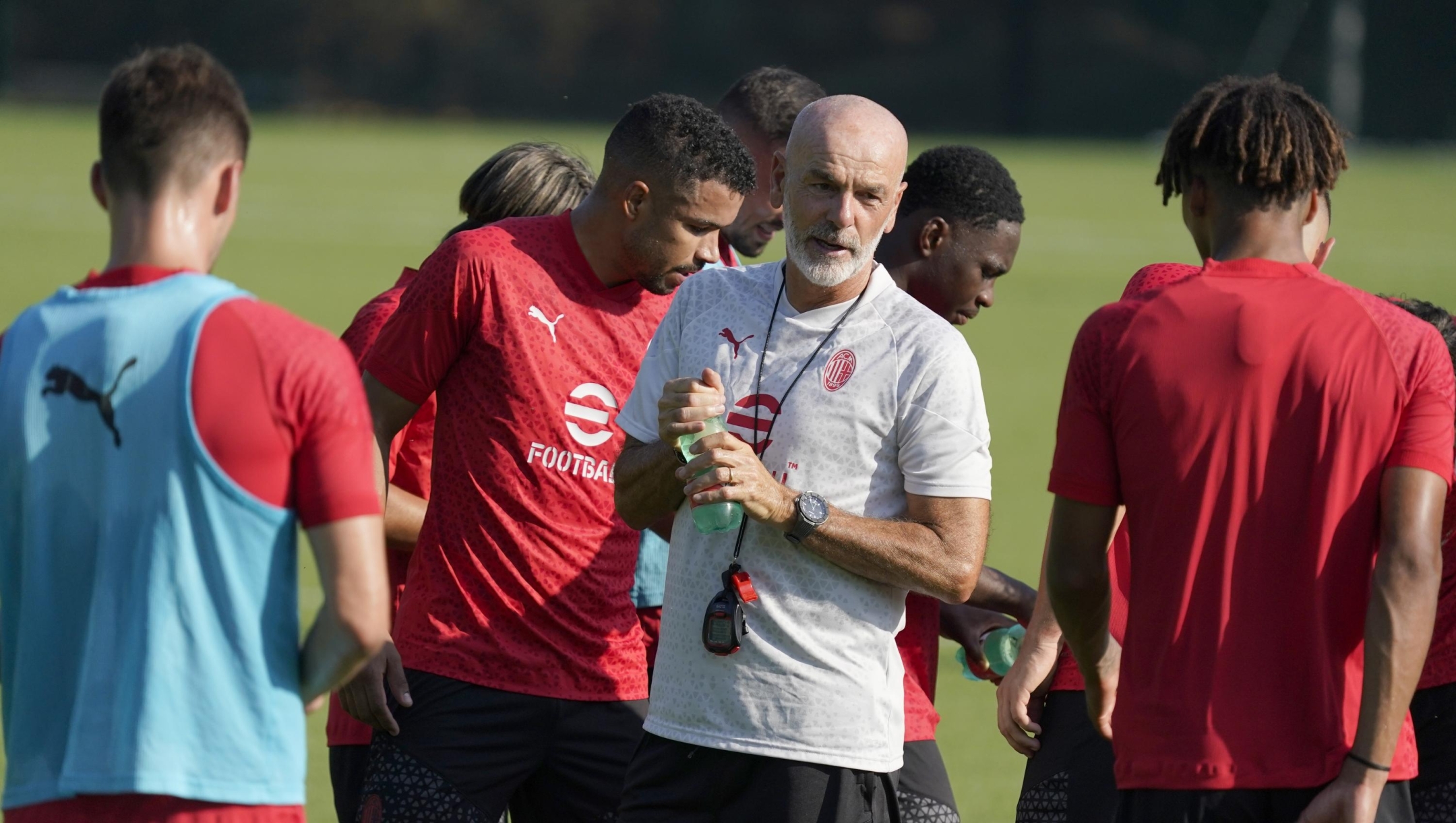 CAIRATE, ITALY - JULY 17: Stefano Pioli head coach of AC Milan looks on during an AC Milan training session at Milanello on July 17, 2023 in Cairate, Italy. (Photo by Pier Marco Tacca/AC Milan via Getty Images)