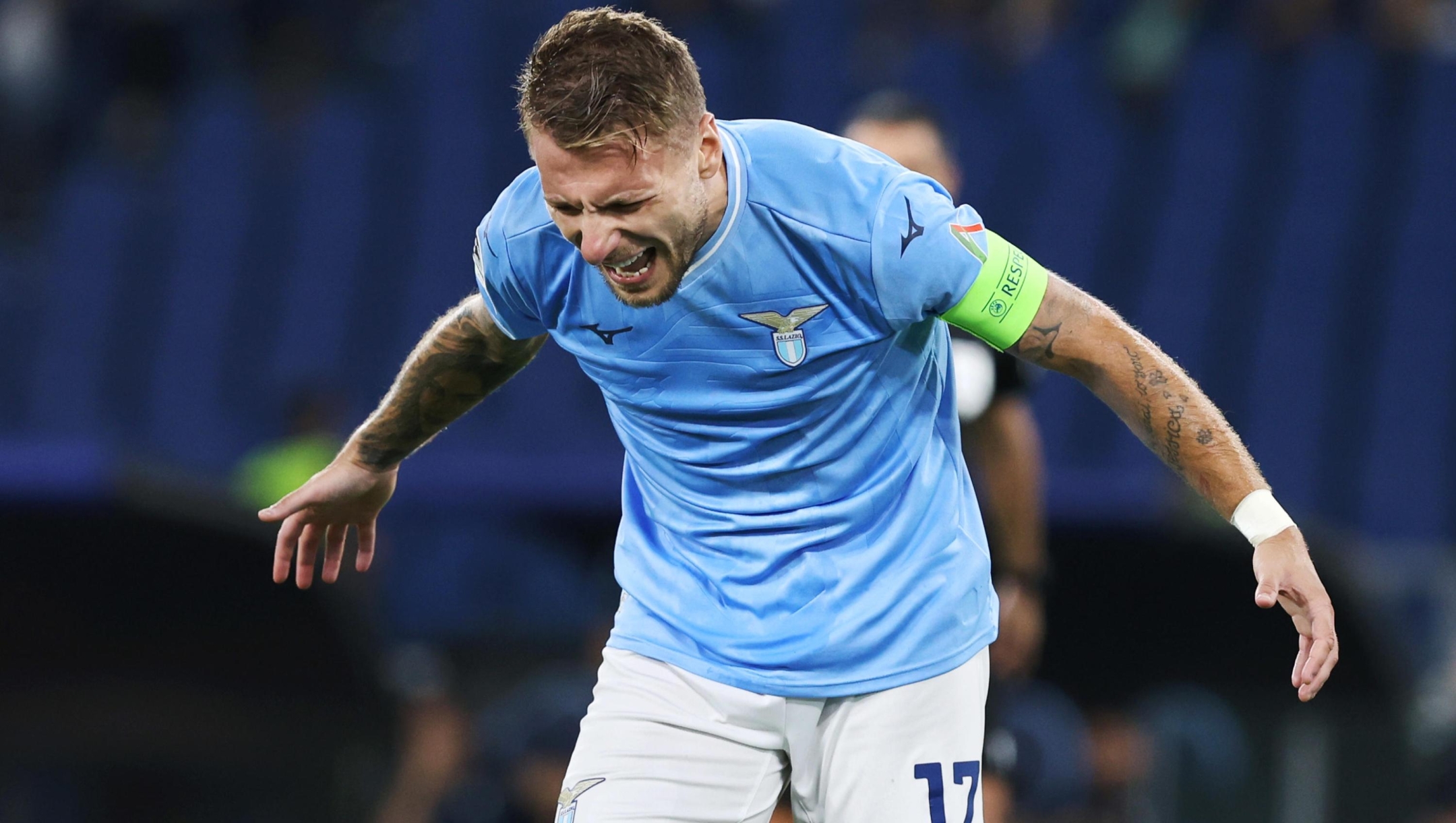 Ciro Immobile of Lazio reacts  during the UEFA Champions League, Group E football match between SS Lazio and Atletico Madrid on September 19, 2023 at Stadio Olimpico in Rome, Italy, ANSA/FEDERICO PROIETTI